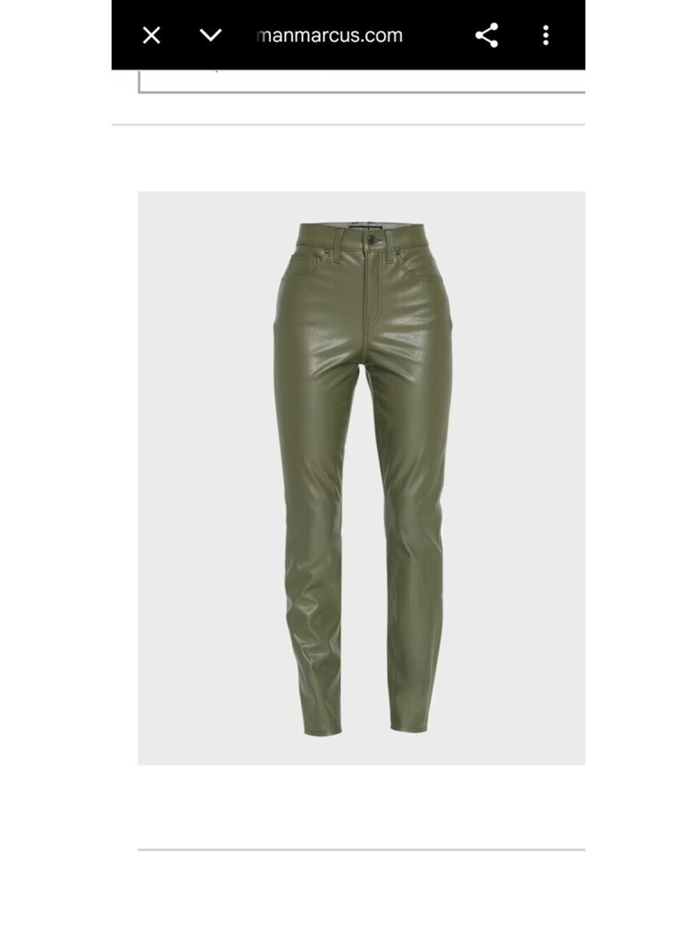 Veronica Beard Debbie Vegan Leather High Rise Ankle Skinny Pants Loden Size 24